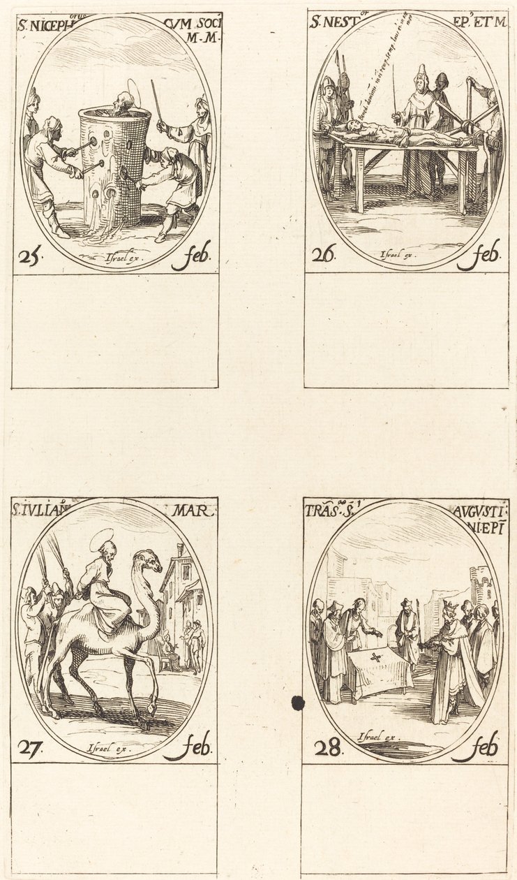 St. Nicephorus; St. Nestor; St. Julian; Translation of St. Augustin by Jacques Callot