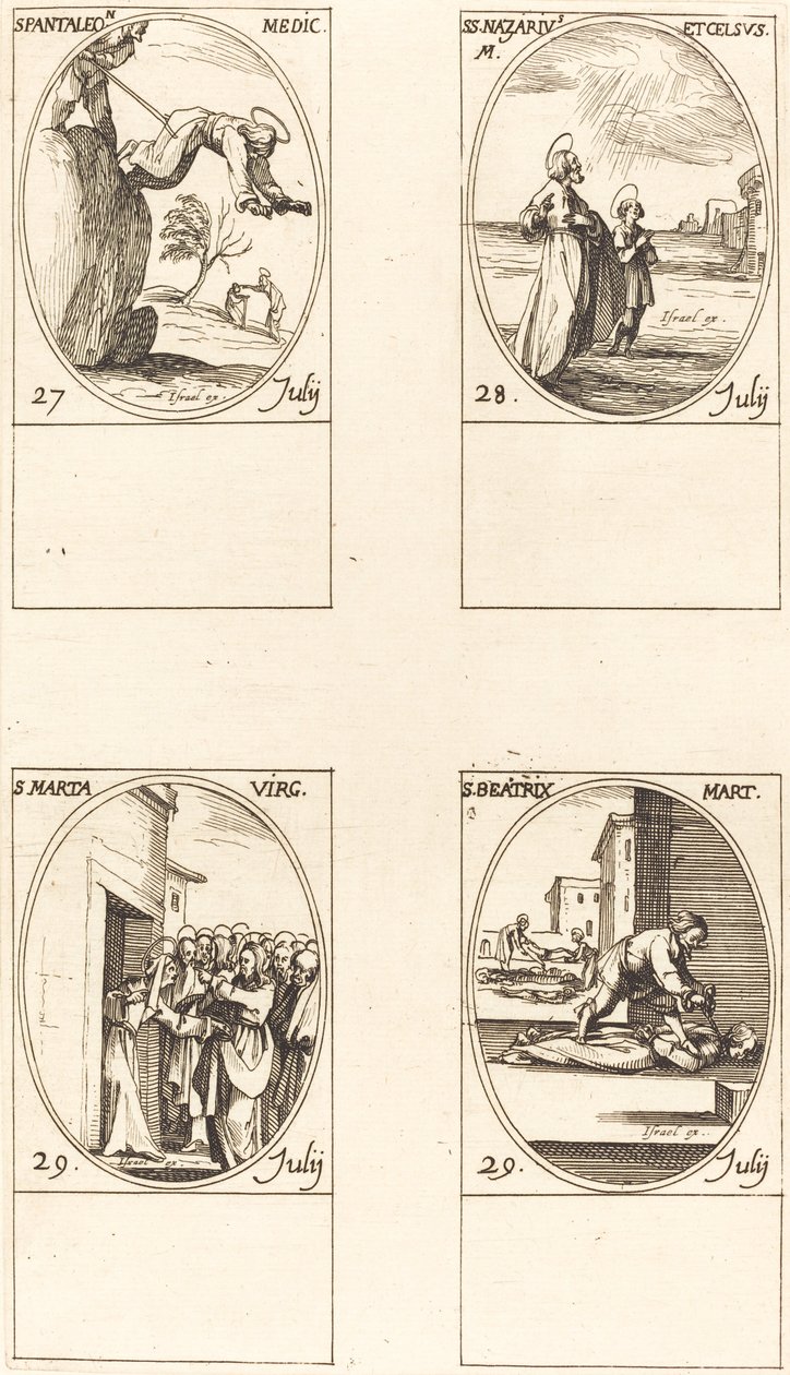 St. Pantaleon; Sts. Nazarius and Celsus; St. Martha; St. Beatrice by Jacques Callot