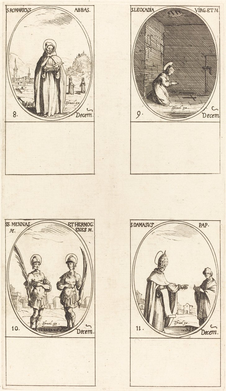 St. Romaricus; St. Leocadia; Sts. Mennas and Hermogenes; St. Damasus by Jacques Callot