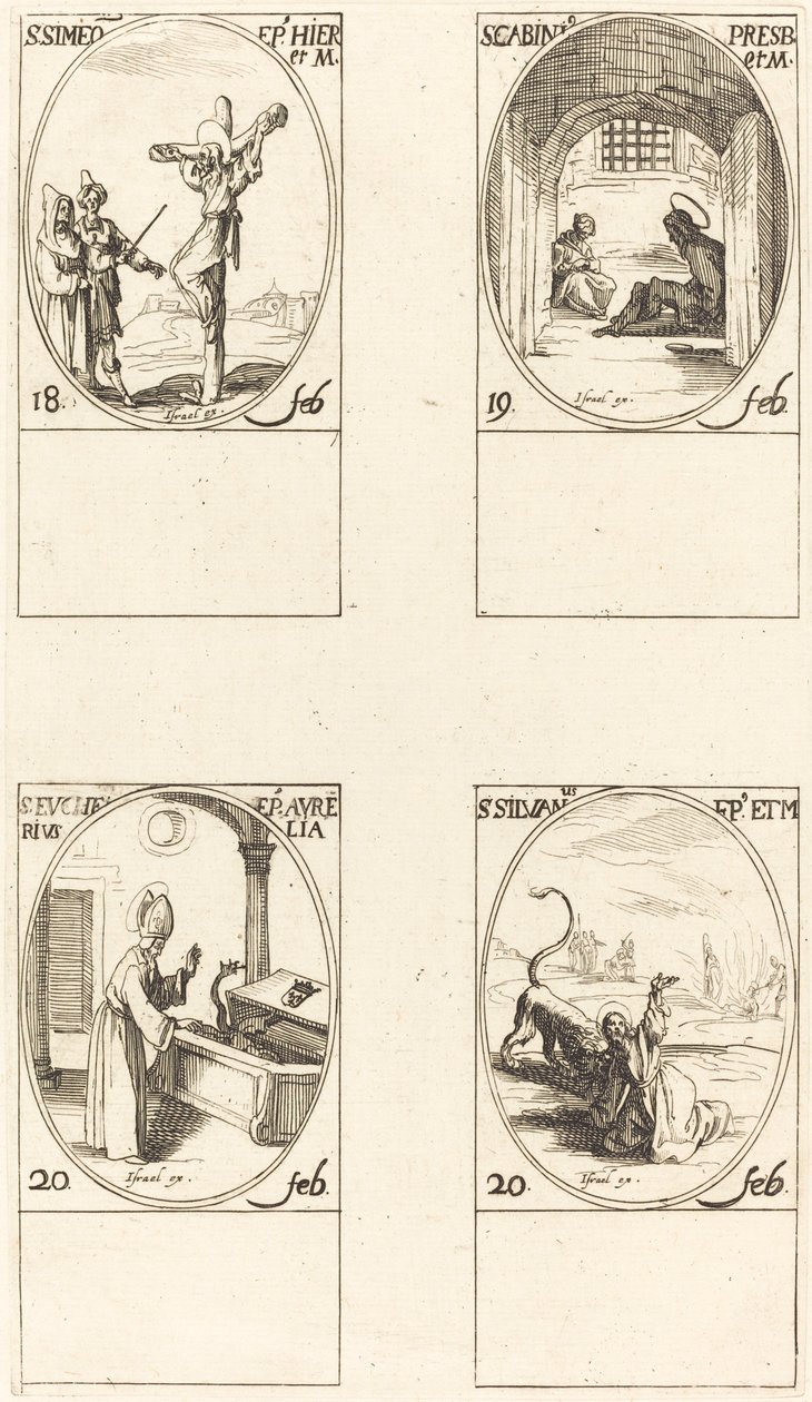 St. Simeon; St. Gabinius; St. Eucharius; St. Silvanus by Jacques Callot