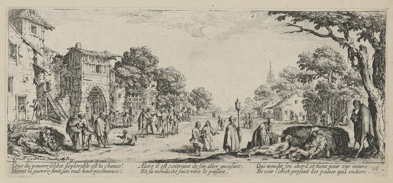 Dying People by the Roadside, Plate 16 of the Series "Miseries of War" by Jacques Callot