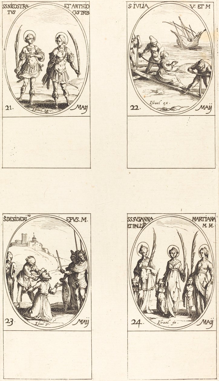 Sts. Nicostratus and Anthiocus; St. Julia; St. Desiderius; Sts. Susanna, Palladia, and Others by Jacques Callot