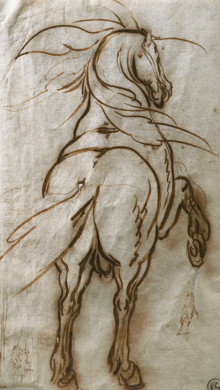 Study of a Rearing Horse, with a Subsidiary Study of the Same and a View of a Town by Jacques Callot