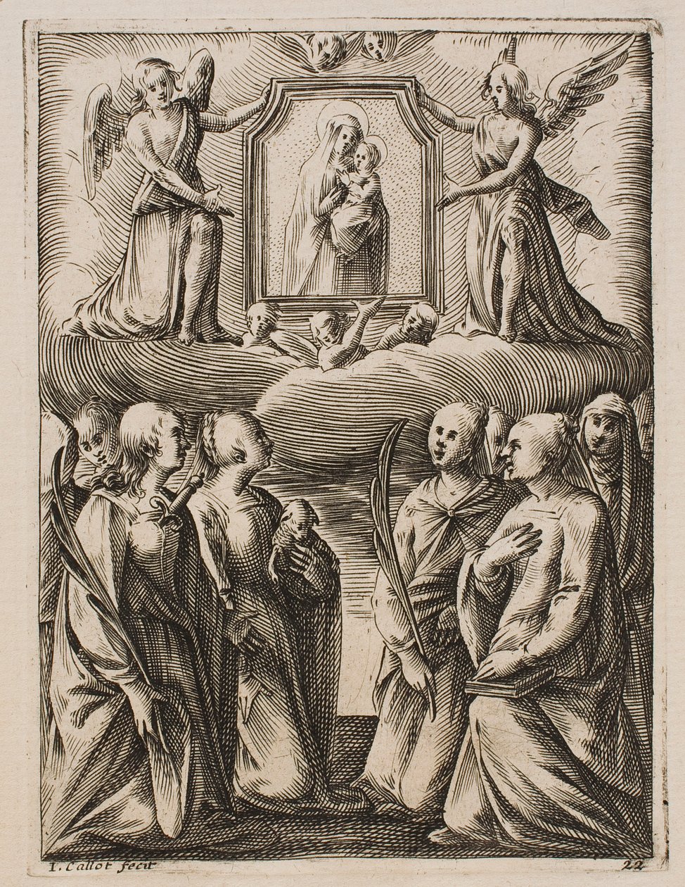 The Adoration of the Virgin and Child, from the series “Pictures of Rome” by Jacques Callot