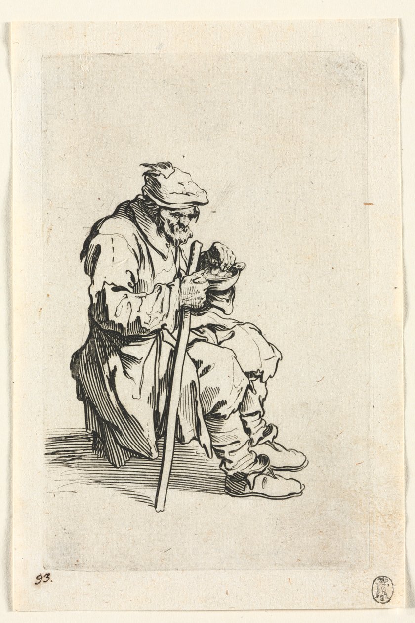 The Beggars: Beggar Sitting Down and Eating, c. 1623 by Jacques Callot