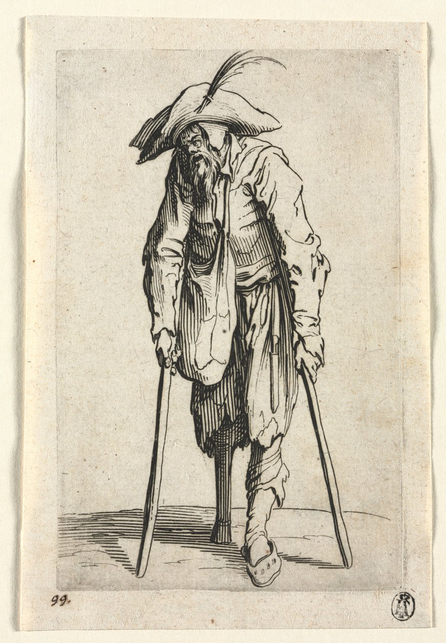 The Beggars: Beggar with Wooden Leg by Jacques Callot