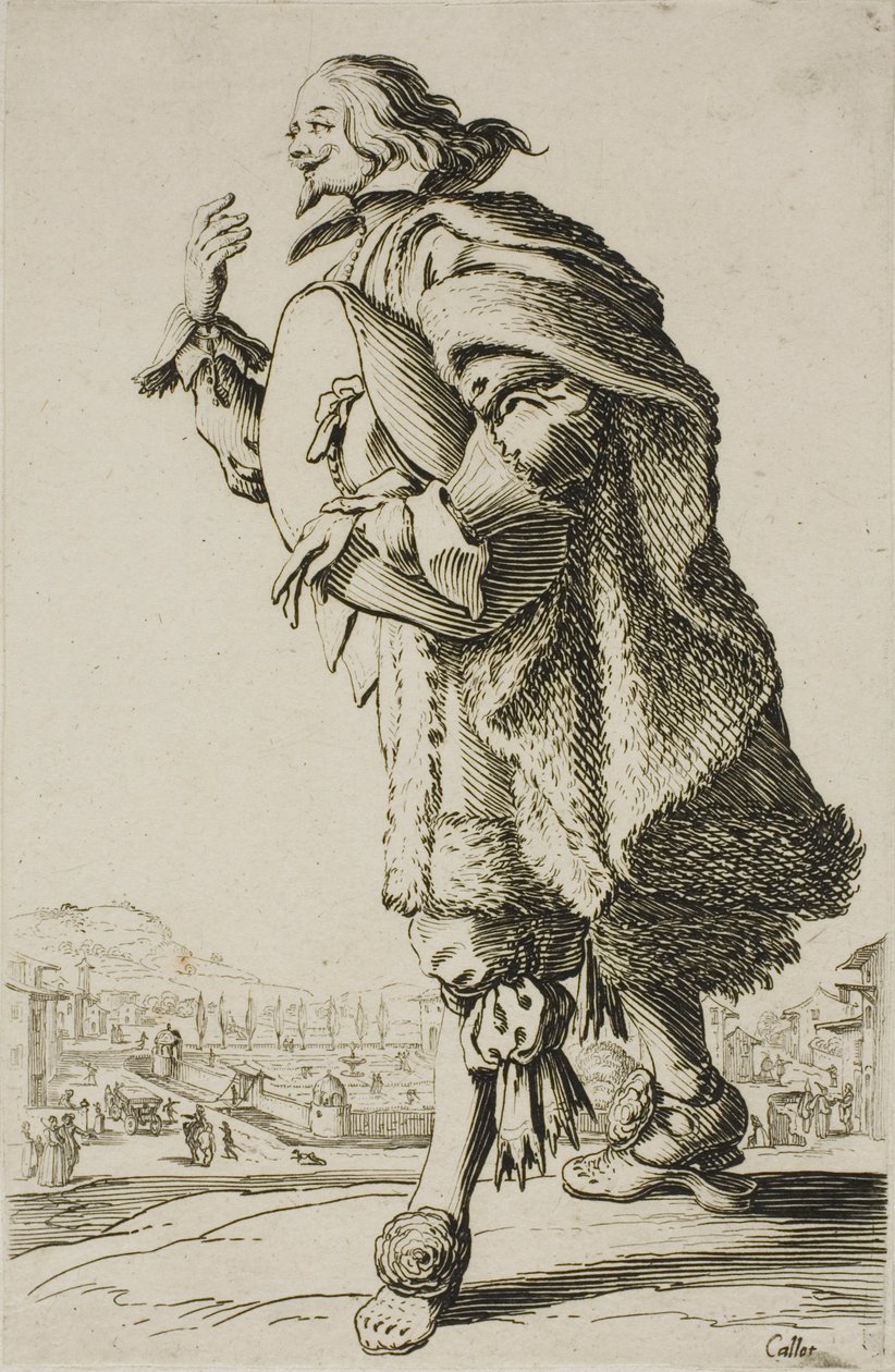 The Gentleman who Salutes While Holding his Hat Beneath his Arm, plate two from La Noblesse by Jacques Callot