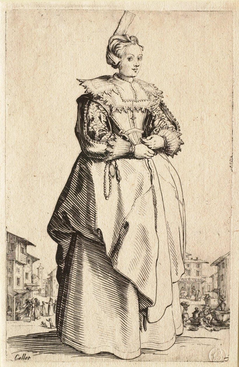 The Lady with the Little Headdress Pulled Back by Jacques Callot