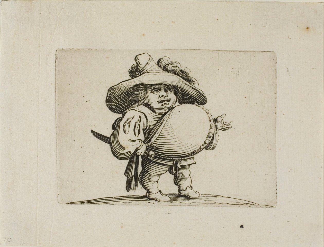 The Large Bellied Man Decorated with a Line of Buttons, from Varie Figure Gobbi by Jacques Callot