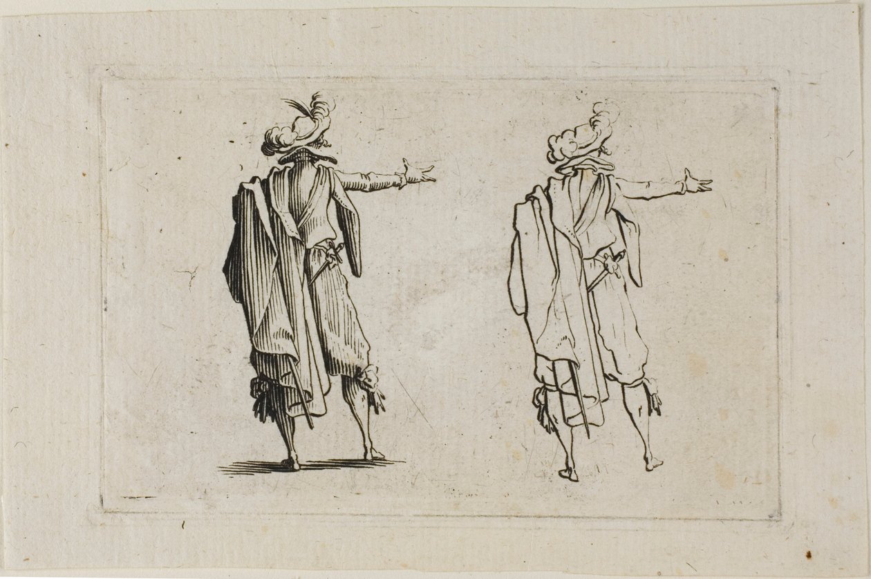 The Man Seen from the Back, Right Arm Raised, from The Caprices by Jacques Callot