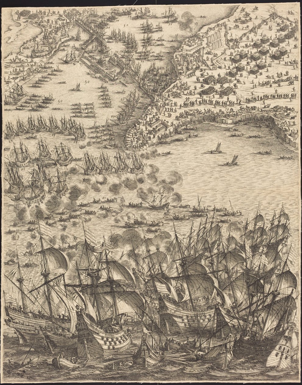 The Siege of La Rochelle (plate 11 of 16) by Jacques Callot