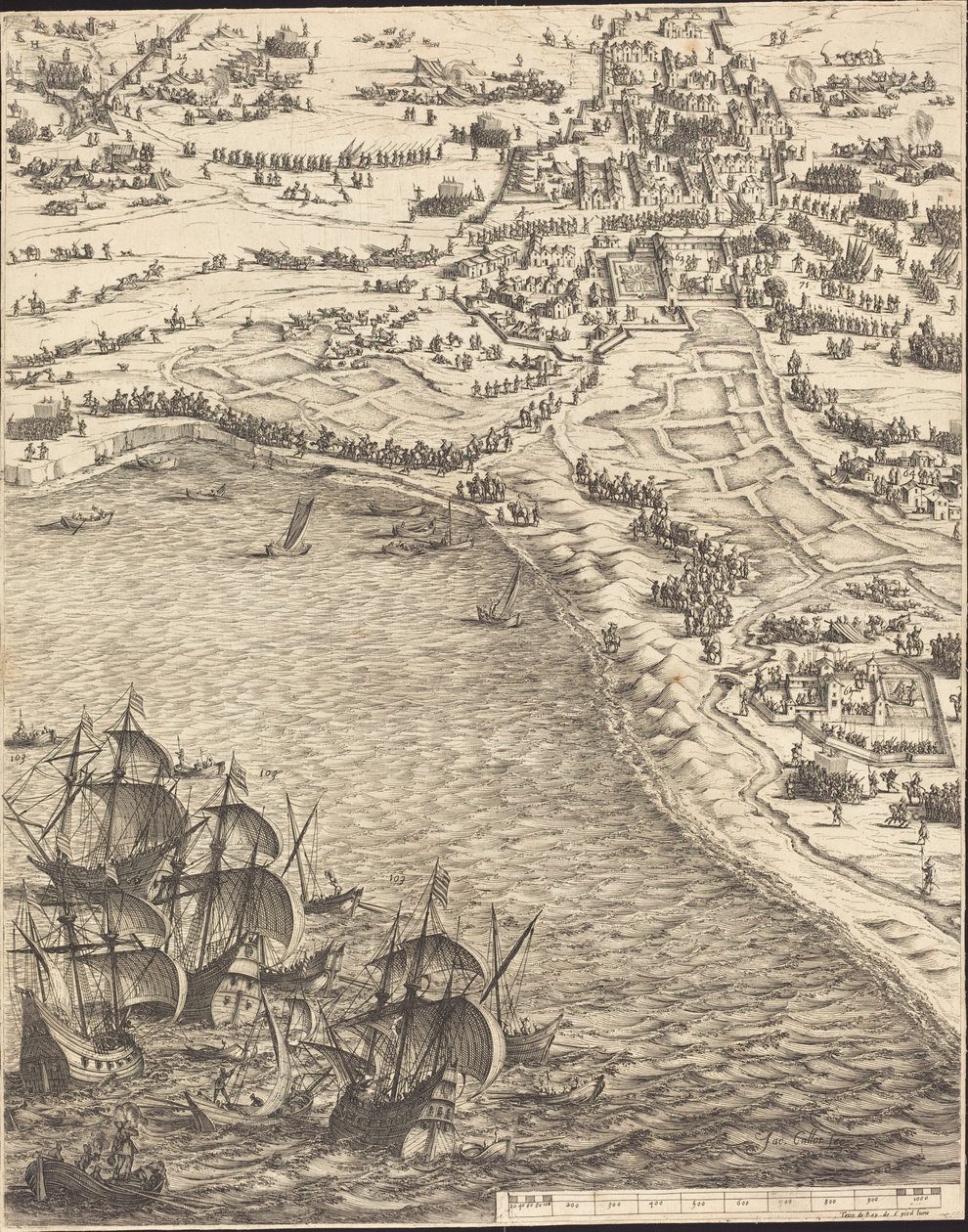 The Siege of La Rochelle [plate 12 of 16] by Jacques Callot