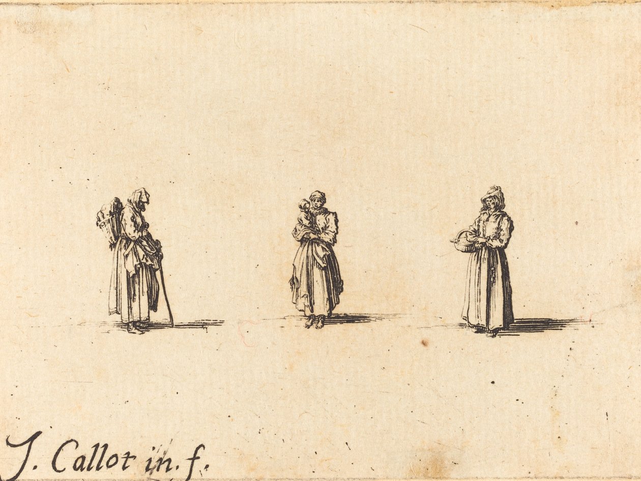 Three Women, One Holding a Child by Jacques Callot