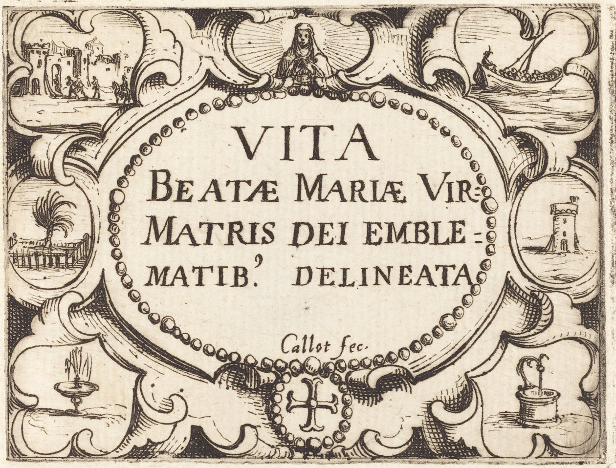Title Page for "The Life of the Virgin in Emblems" by Jacques Callot