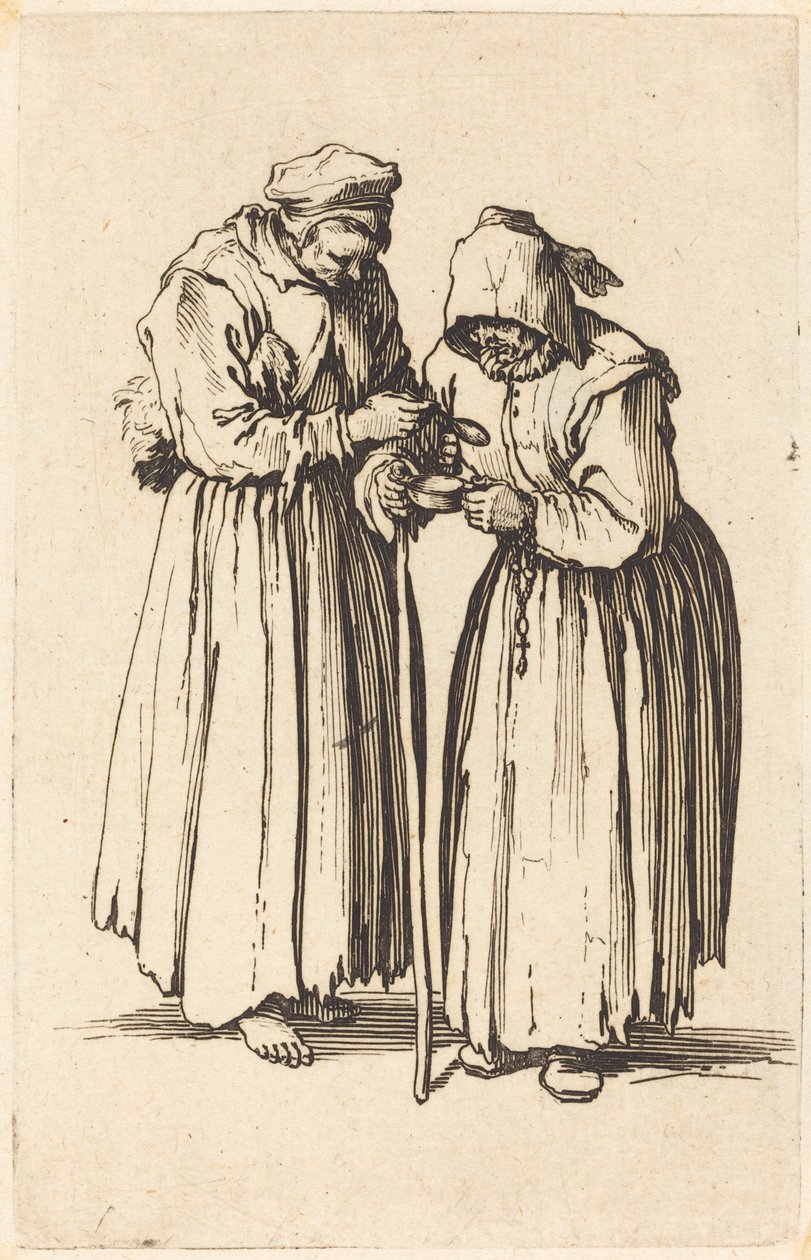 Two Beggar Women by Jacques Callot: Premium art reproduction