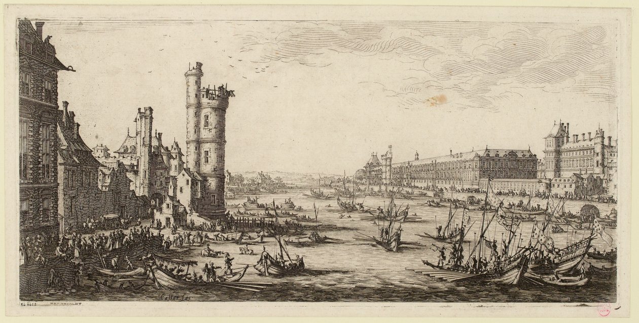 View of the Louvre and the former Porte de Nesle (IFF 667). by Jacques Callot