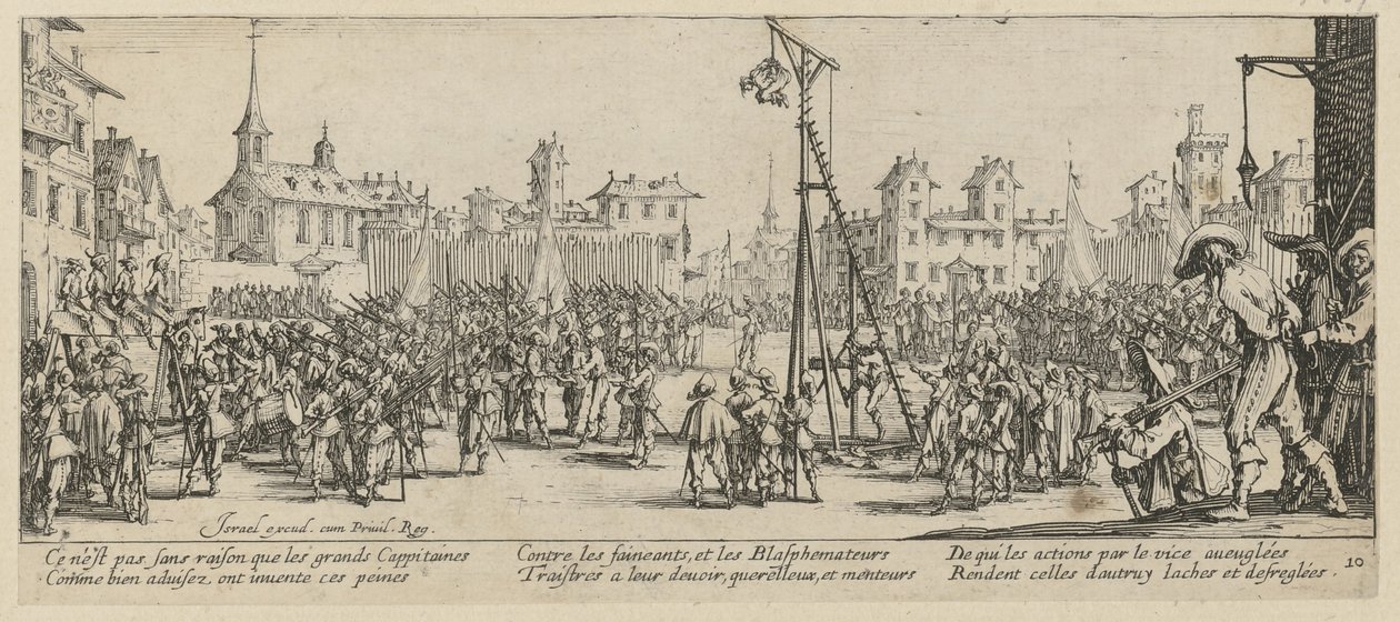 Gallows, Plate 10 from the Series "Horrors of War" by Jacques Callot