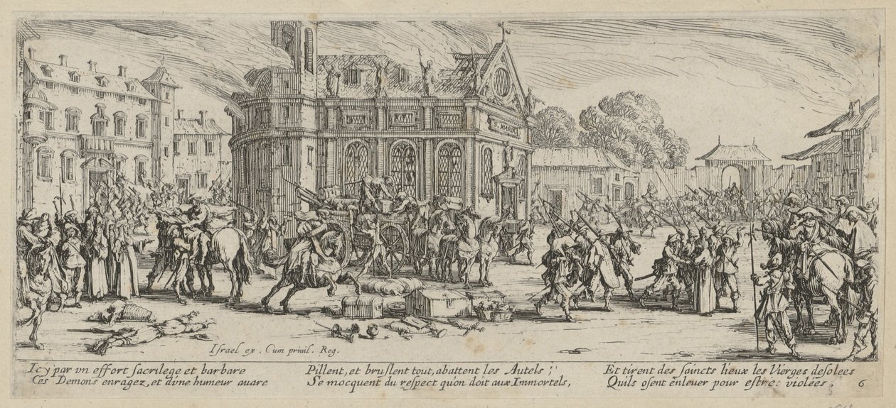 Destruction of a Monastery, Plate 6 from the Series "The Horrors of War" by Jacques Callot