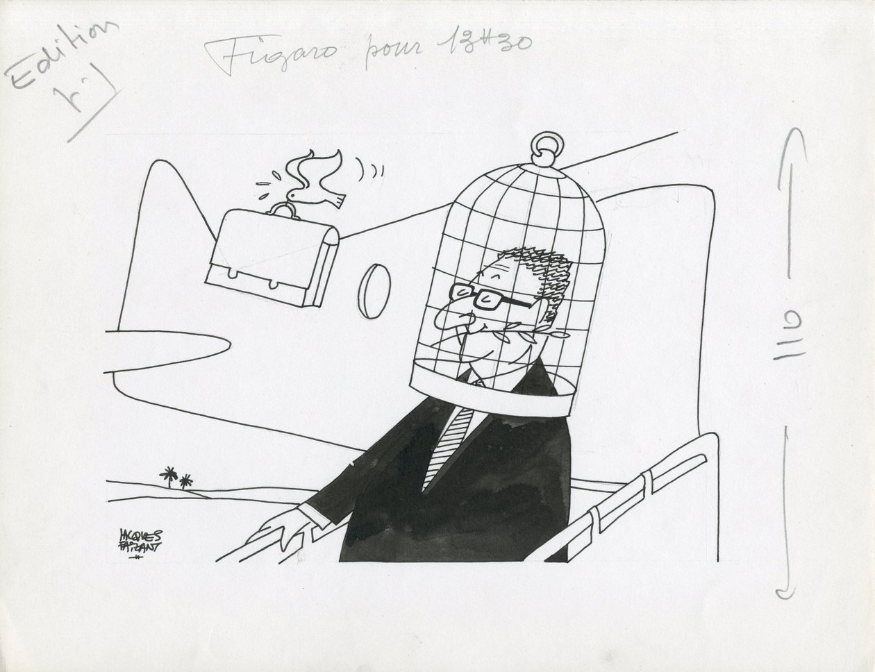 Le Figaro, Satirical in Black & White by Jacques Faizant