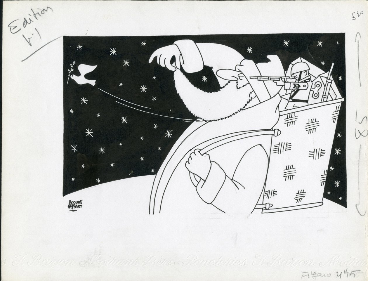 Le Figaro, Satirical in Black & White by Jacques Faizant