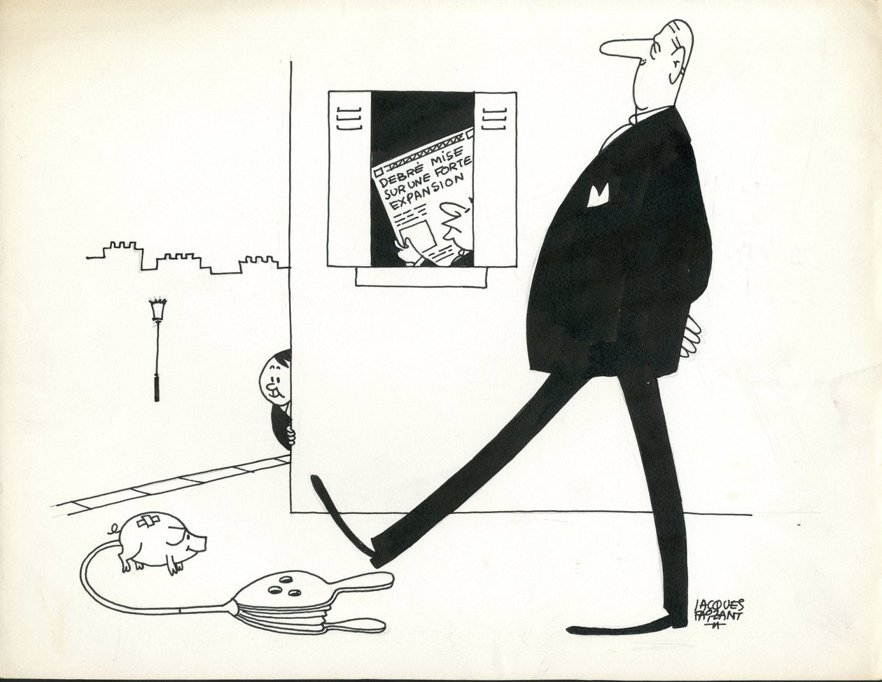 Paris-Presse, Satirical in Black & White by Jacques Faizant