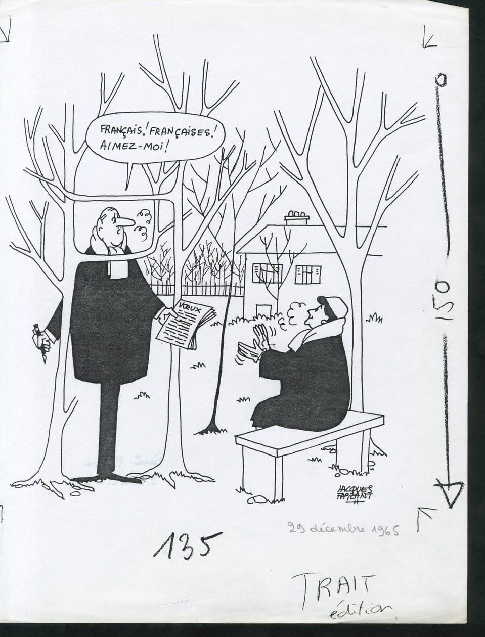 Paris-Presse, Satirical in Black & White by Jacques Faizant