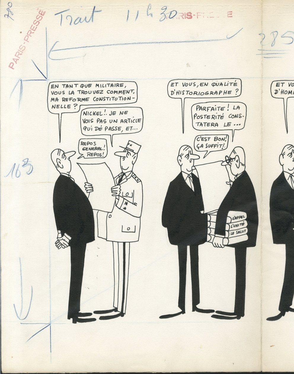 Paris-Presse, Satirical in Black & White by Jacques Faizant