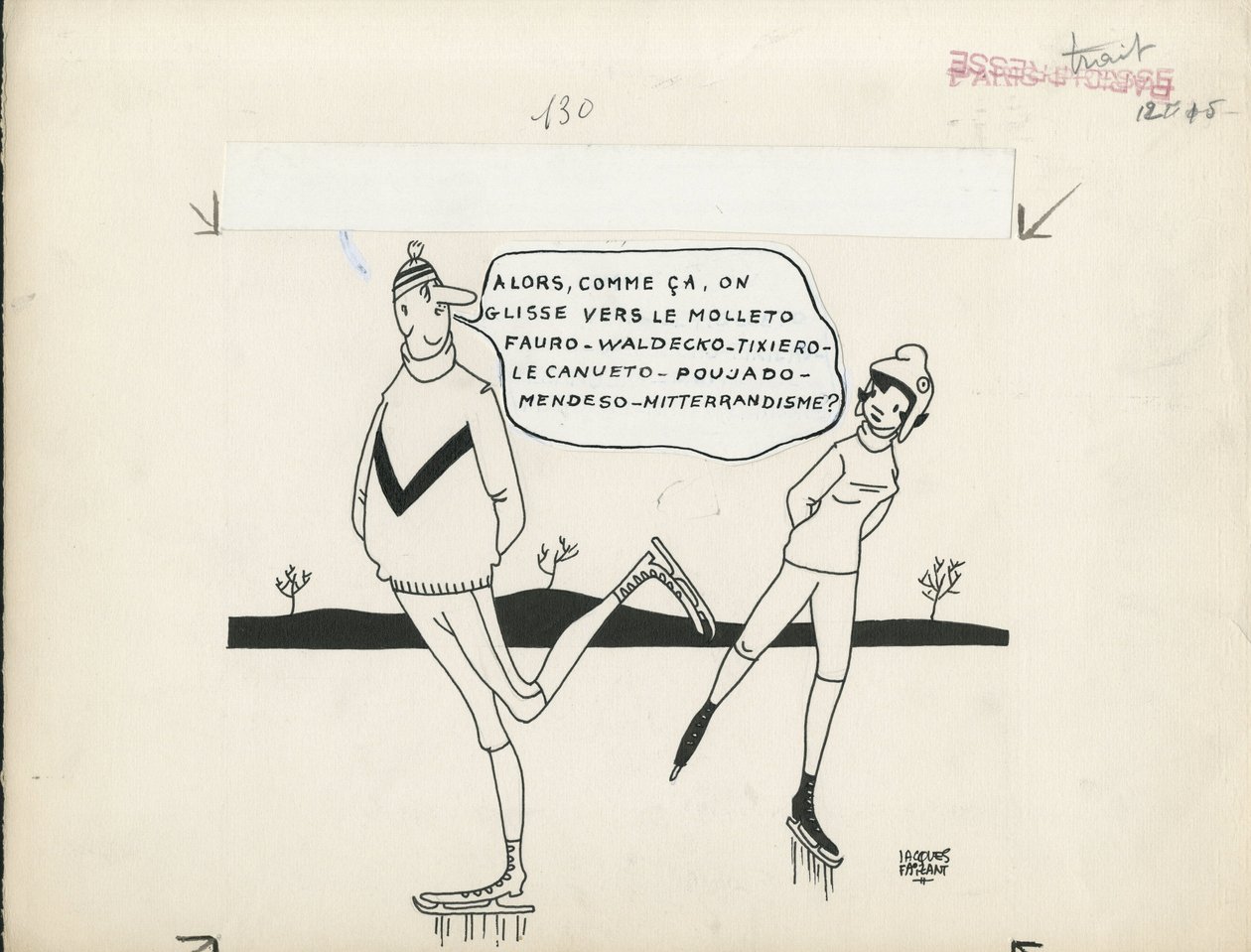 Paris-Presse, Satirical in Black & White by Jacques Faizant