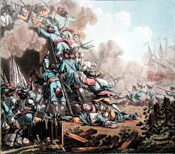 Capture of the Fort of San Salvador, Sicily (1674), engraved by Jean Baptiste Morret by Jacques Francois Joseph (after) Swebach