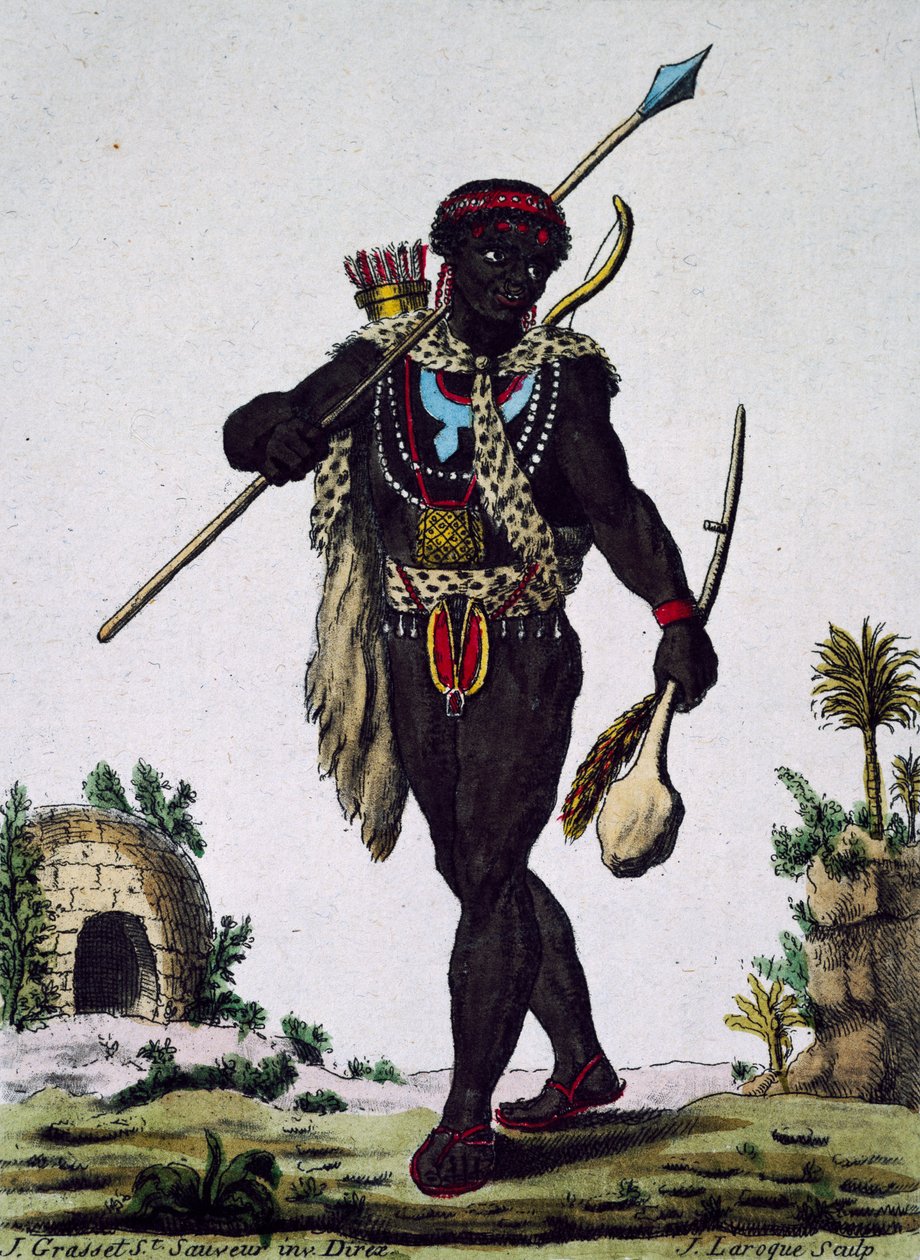 Man from Namaquas tribe, Africa, engraving from Encyclopedia of voyages by Jacques Grasset de Saint-Sauveur