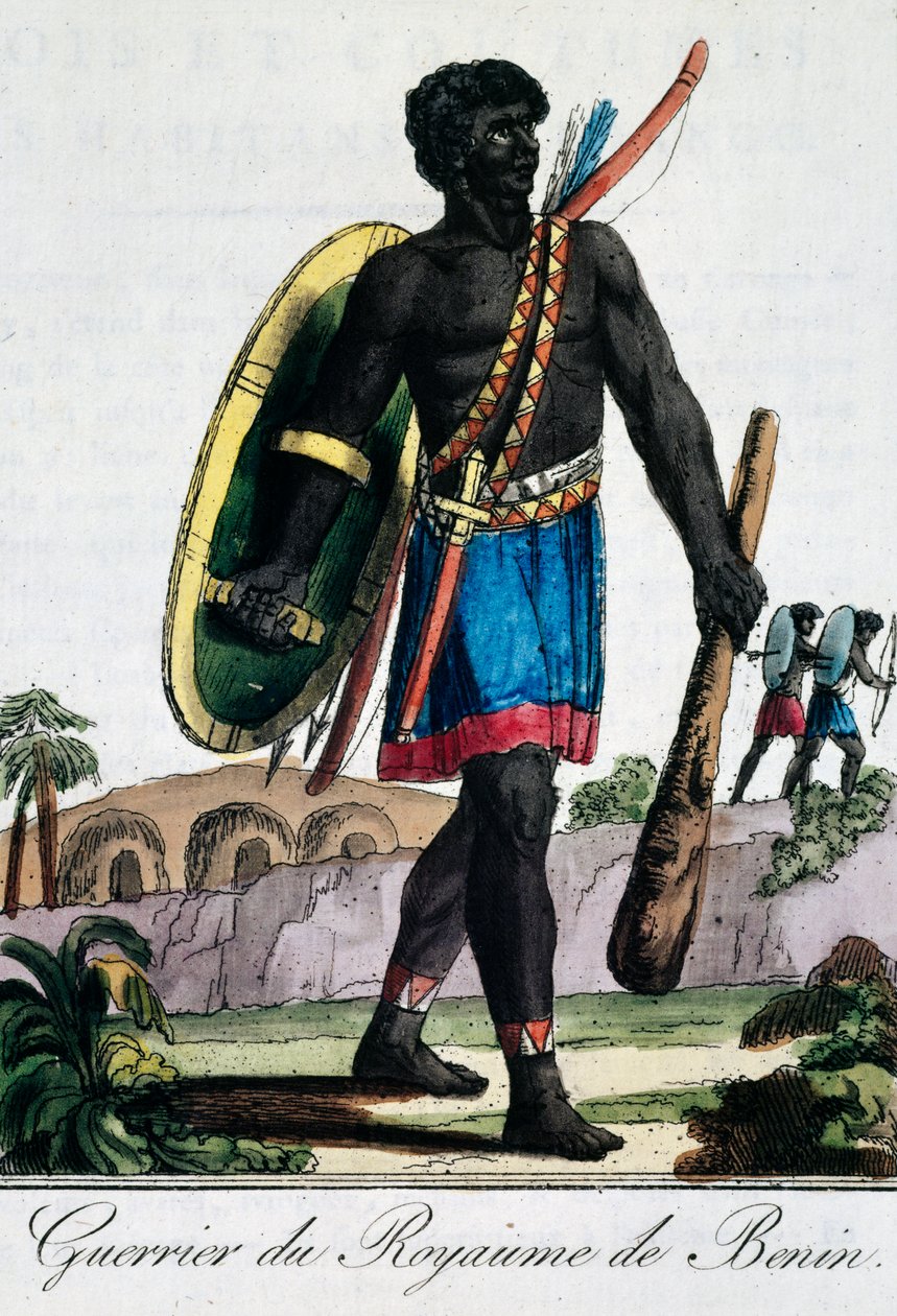 Warrior from Benin Africa, Engraving from Travelling Encyclopaedia by Jacques Grasset de Saint Sauveur