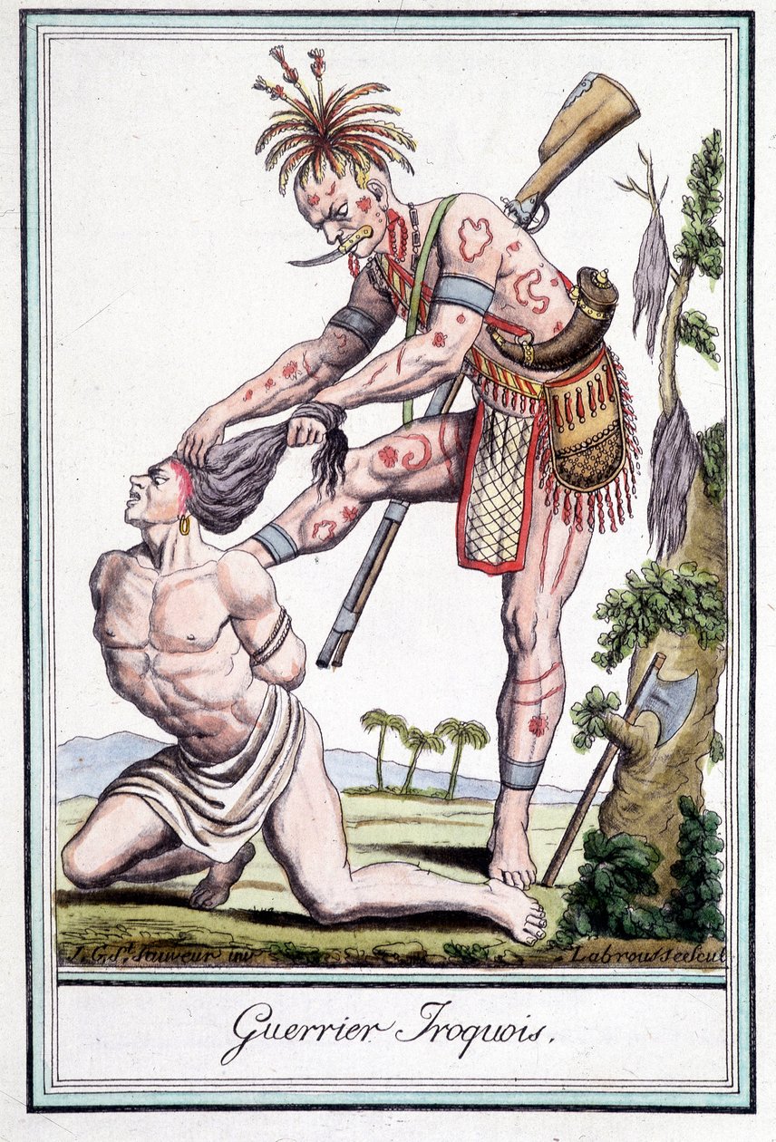Iroquois Warrior Scalping His Enemy - in 