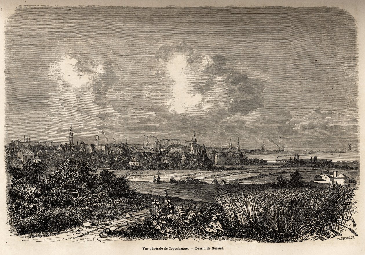 General view of Copenhagen, illustration for J.M. Dargaud