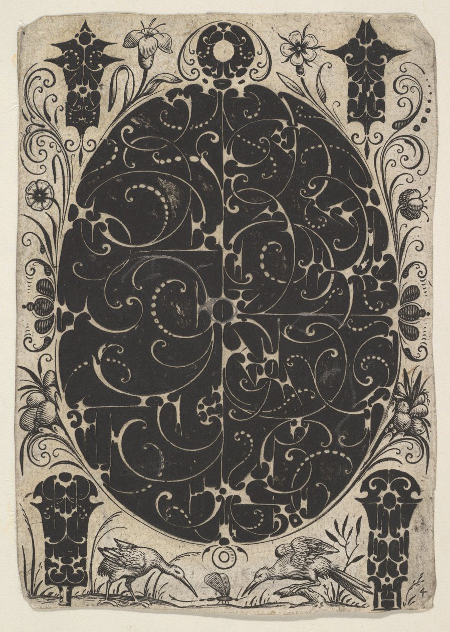 Oval Case Decorated with Schweifwerk in Two Variants, Surrounded by Smaller Motifs, ca. 1614-19 by Jacques Hurtu