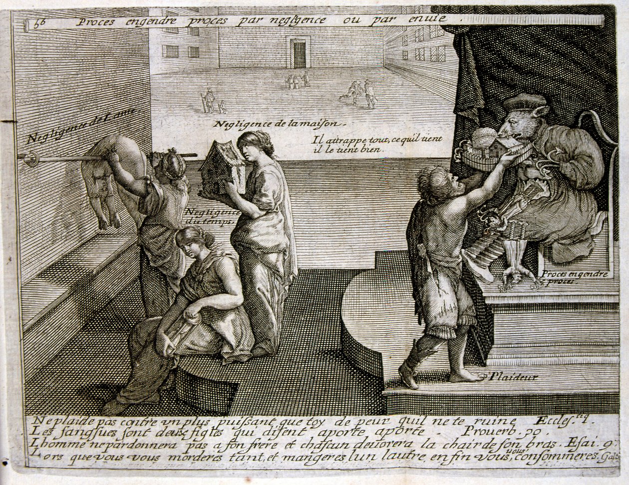 17th century engraved illustration from a collection of proverbs by Jacques Lagniet by Jacques Lagniet