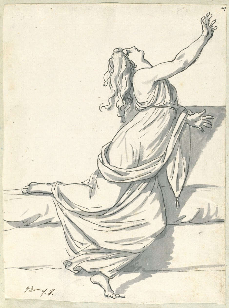 A Distraught Woman with Her Head Thrown Back by Jacques Louis David