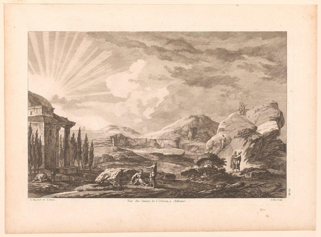 View of a Ruin in Athens, Possibly the Dionysus Theatre by Jacques Philippe Le Bas