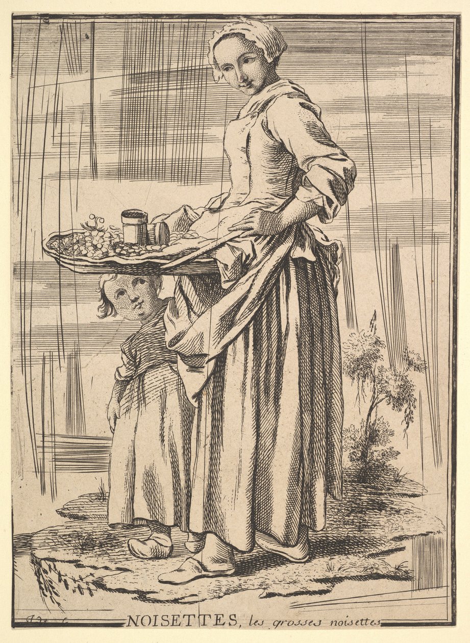 Reverse copy of Noisettes Nutcrackers, from Les Cris de Paris by Jacques Philippe Le Bas