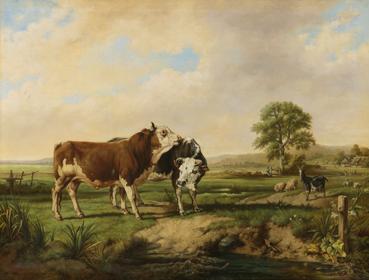 Bulls, Sheep and Goat at Pasture by Jacques Raymond Brascassat