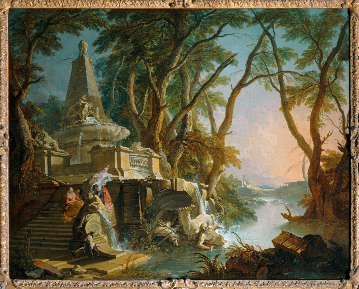 Imaginary Landscape: The River, also called Pyramid Fountain with a Broken Statue of Neptune by Jacques de (after) Lajoue