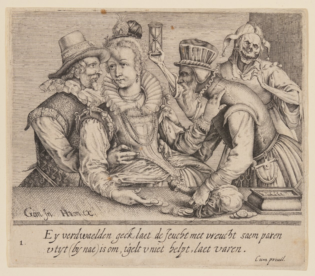 A Young Woman between a Young Man and an Old Man, from Unequal Lovers by Jacques de Gheyn II