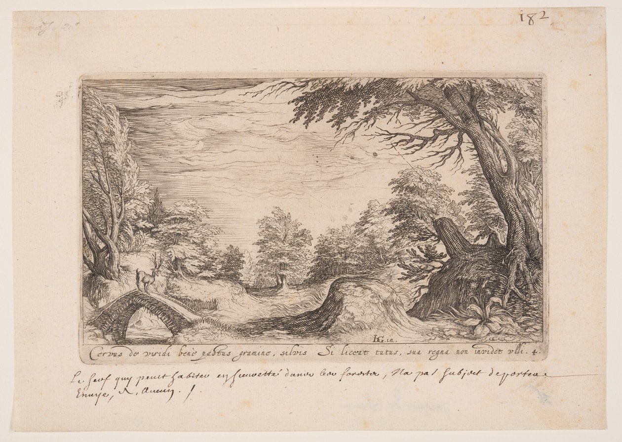 Landscape with a Stag on a Bridge, from Landscapes by Jacques de Gheyn II