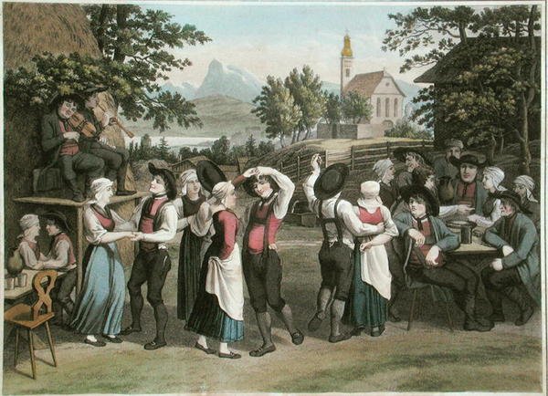 Austrian Village Dance, illustration from 'Voyage Pittoresque en ...