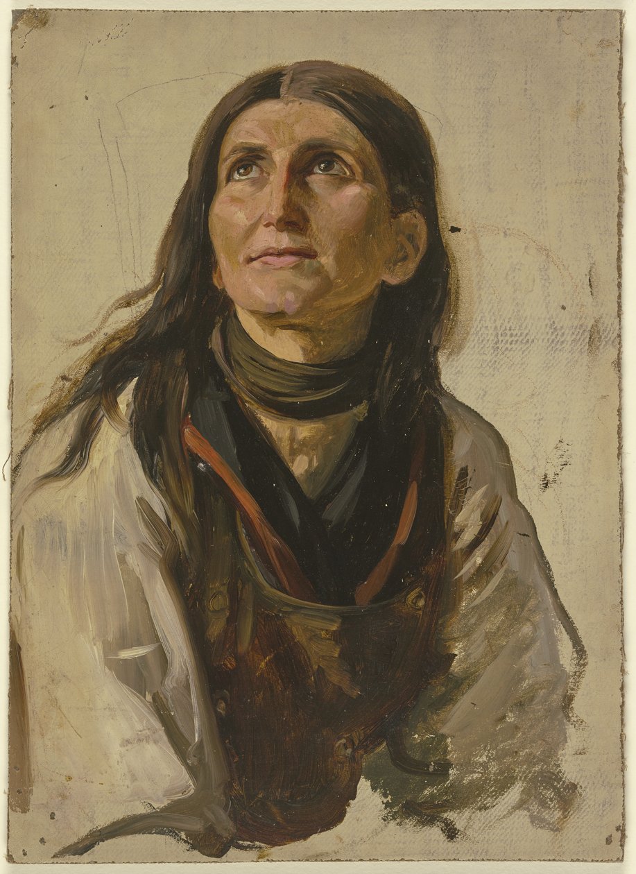 Portrait of a Smiling Peasant Woman with Loose Hair by Jakob Becker