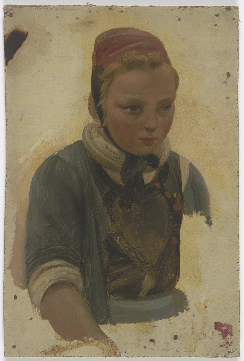 Bust Portrait of a Little Peasant Girl by Jakob Becker