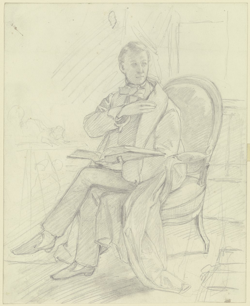 Young Man Sitting in an Armchair with a Book by Jakob Becker