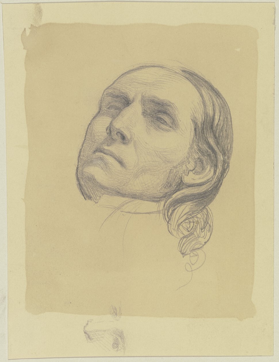 Reclining Head of a Farmer with Half-Open Eyes by Jakob Becker