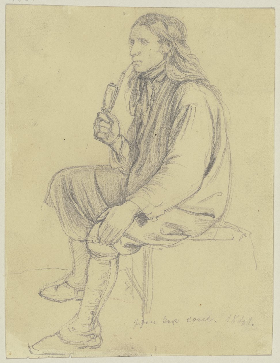 Seated Peasant Smoking a Pipe by Jakob Becker