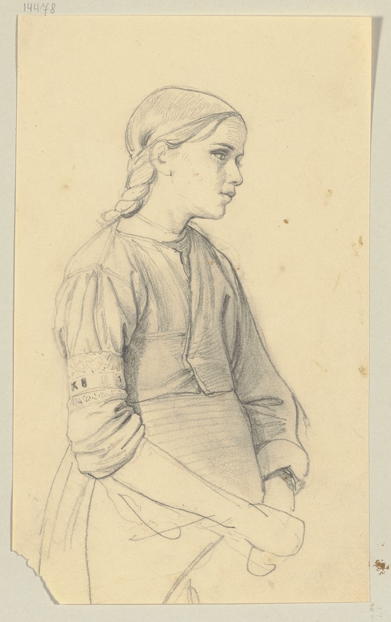 Study of a Young Girl, Face in Profile to the Right by Jakob Becker