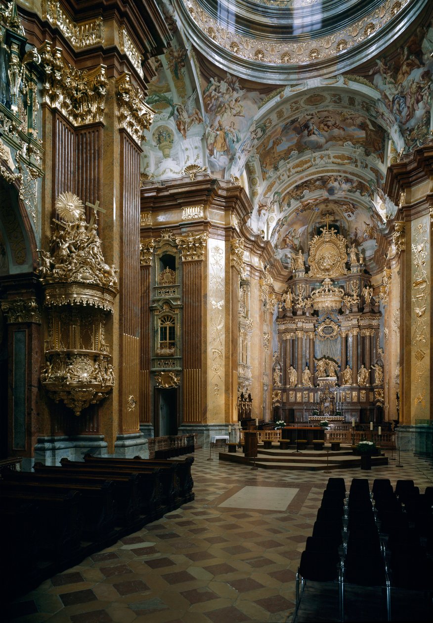 Inside view of the Benedictine Church of Melk, Melk, Austria by Jakob Prandtauer